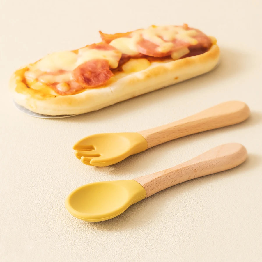 Cuillère bébé | Silicone Bois Ergonomique