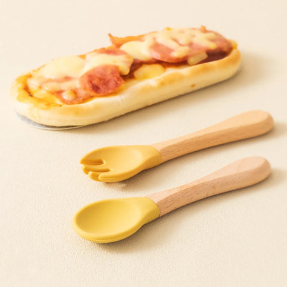 Cuillère bébé | Silicone Bois Ergonomique