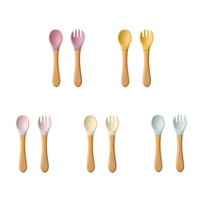 Cuillère bébé | Silicone Bois Ergonomique