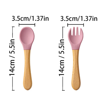 Cuillère bébé | Silicone Bois Ergonomique