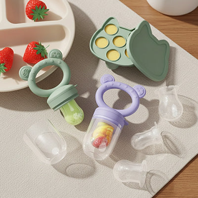 assiette fraises ensemble grignoteuse pour bébé mauve vert