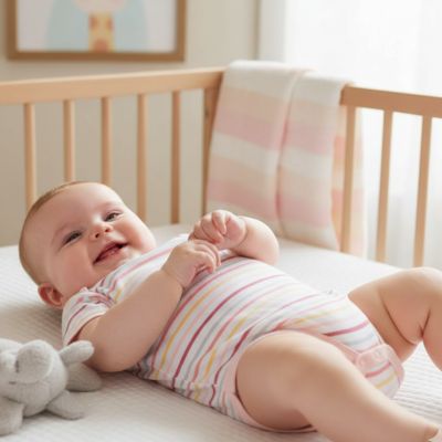 bébé souriant body bébé rayée