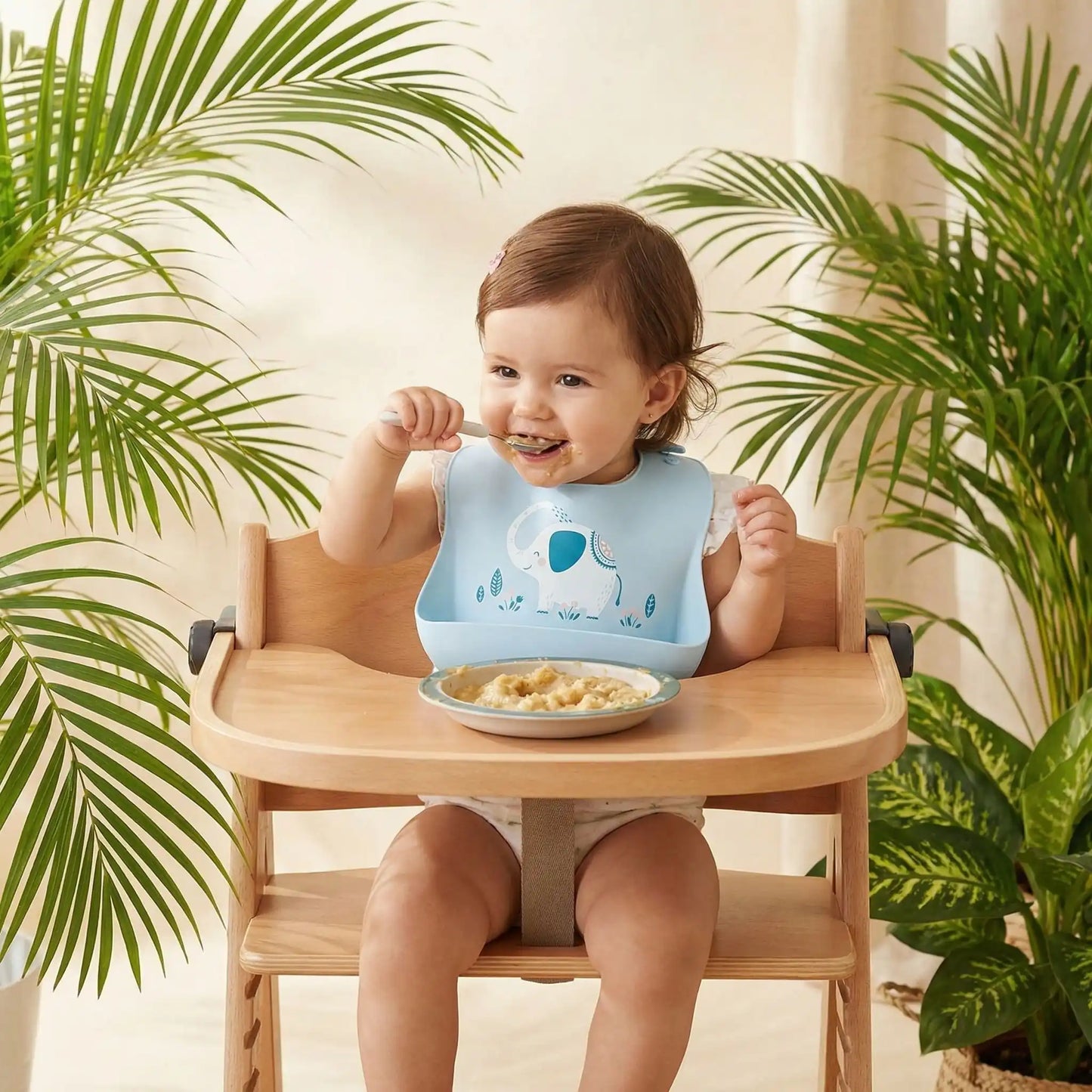 bebe bavoir éléphant plantes