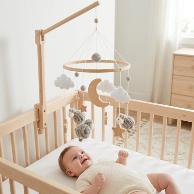 bebe mobile bebe moutons gris jour