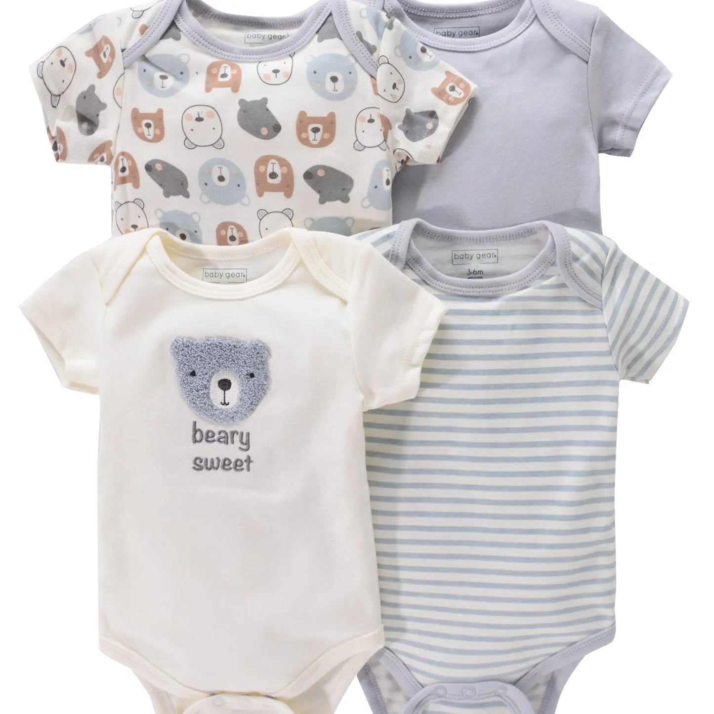 body bébé ensemble quatre oursons gris