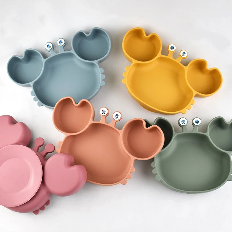 crabes couleurs assiette ventouse bebe