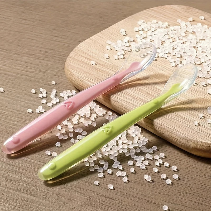 cuillère bebe silicone vert rose