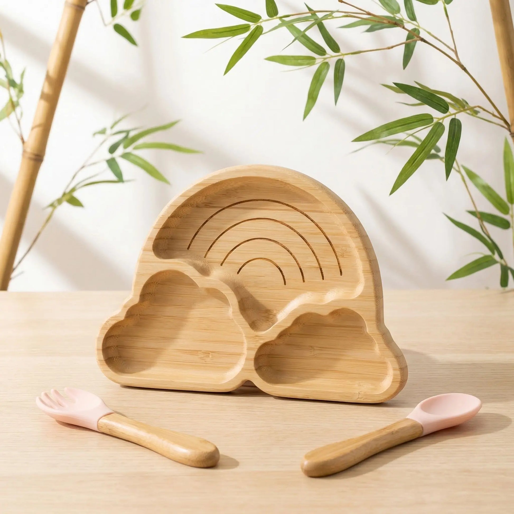 ensemble assiette arc en ciel bamboo