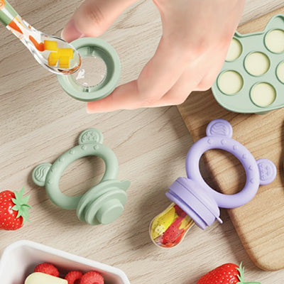 ensemble grignoteuse pour bébé vert mauve