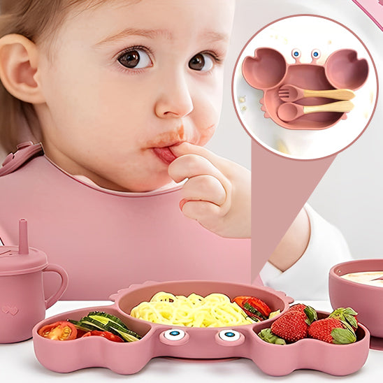 fillette assiette ventouse rose