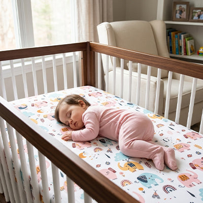 housse de lit éléphant bébé fille rose
