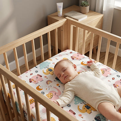 housse de lit éléphants bébé dort