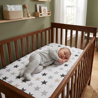 housse de lit étoile bébé dort côté