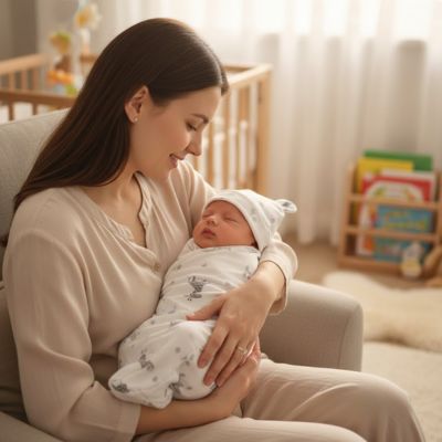 maman bébé chambre couverture emmaillotage girafe blanc