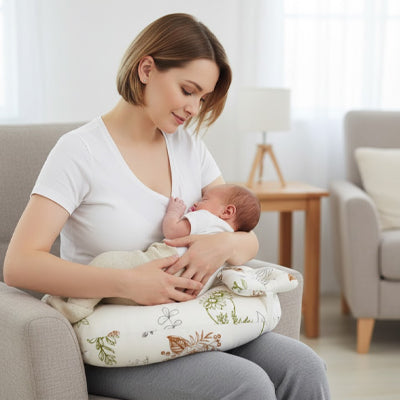 maman bébé coussin allaitement feuilles