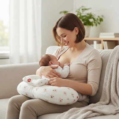 maman bébé coussin allaitement fleurs