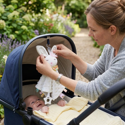 maman doudou lapin blanc poussette