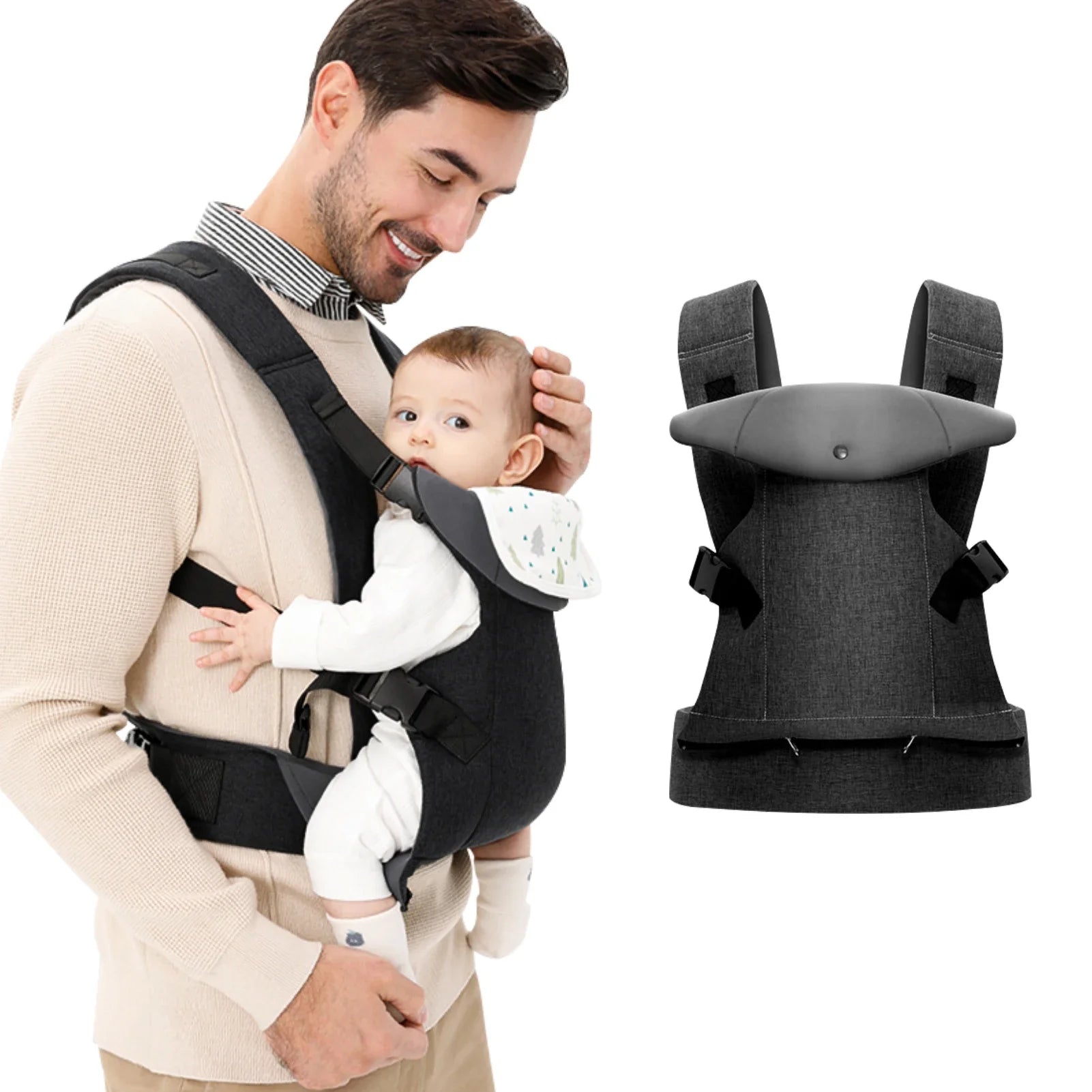 papa porte bébé gris foncé