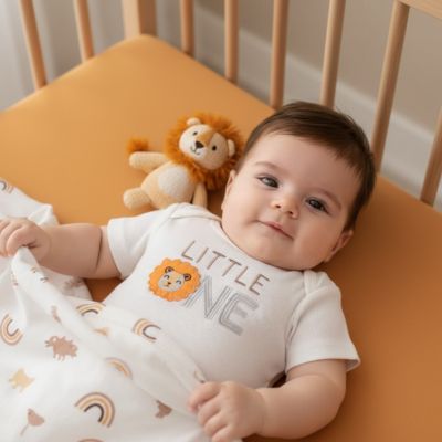 peluche lion body bébé réveillé